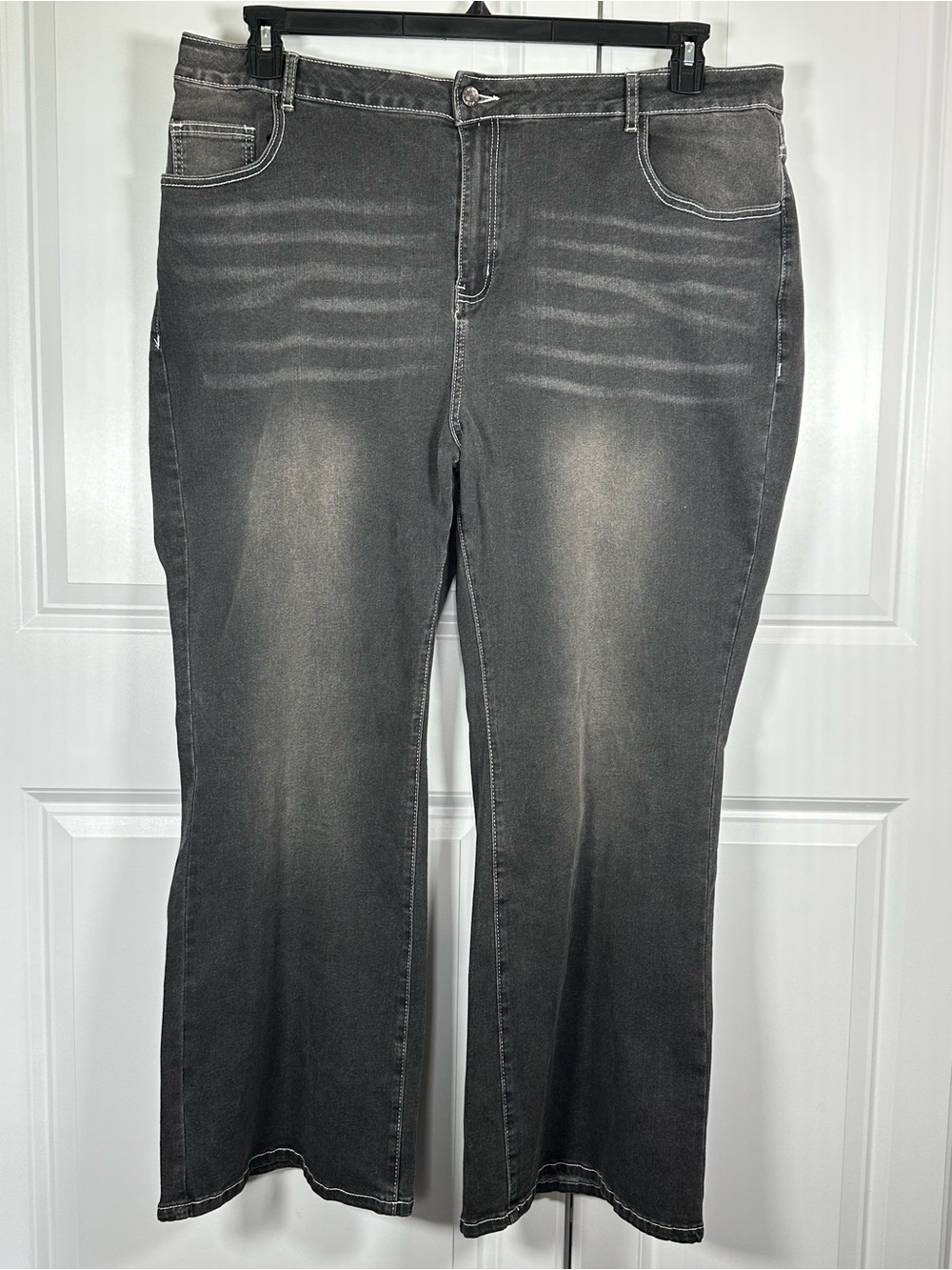 ROMWE Washed Jeans Size 4X Black Gray Embellished Cross Back Pockets - Picture 9 of 12
